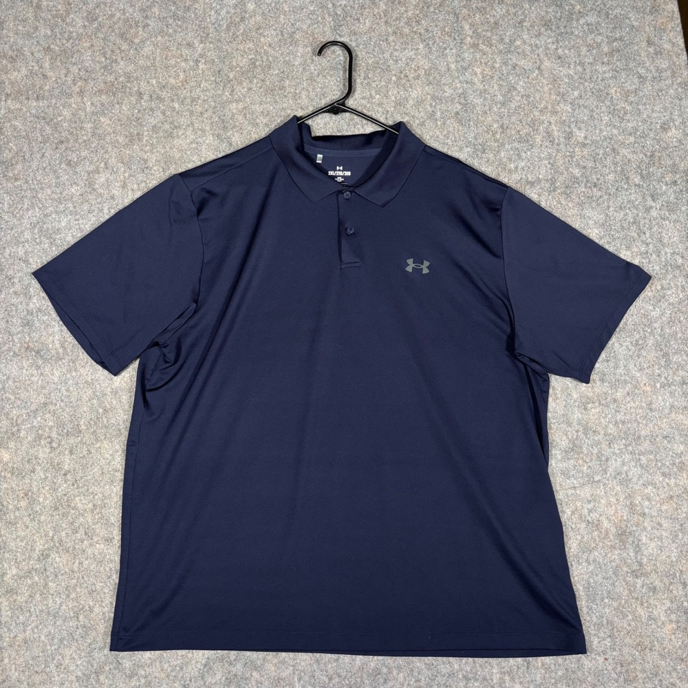 Under Armour Polo Shirt Mens 2XL Navy Blue Performance 2.0 Golf Wicking 1377374